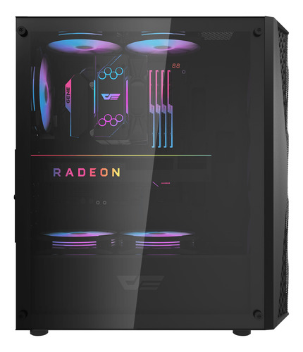Gabinete Gamer Darkflash Dk352 Mesh Atx 4 Fans Rgb Incluidos Negro