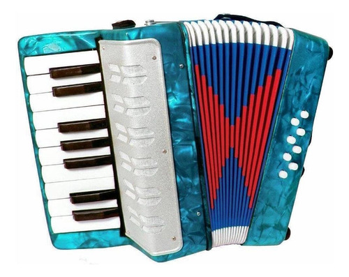 Acordeon Sanfona Infantil Semi Profissional 8 Baixos Azul