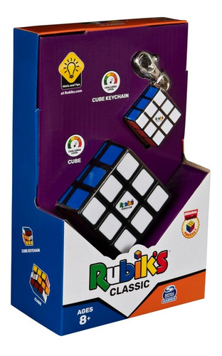 Cubo Magico Rubik's Clasico 3x3 + Llavero Mini Cubo Original