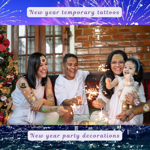 Tatuajes Temporales Vnxcrafties Feliz Celebración De Año Nue