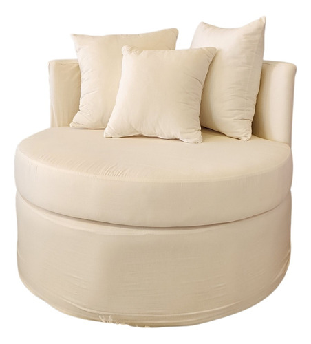 Sillon Circular Redondo Enfundado Tussor Off White 97cm Diam