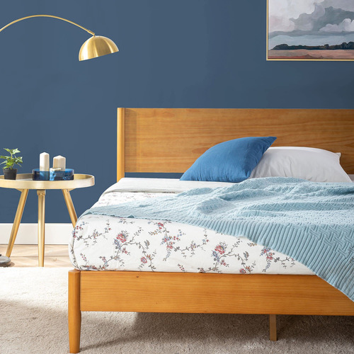 Zinus Allen Marco De Cama De Plataforma De Madera De Elegancia Clásica: Este Hermoso Diseño De Mediados De Siglo Con Patas Redondeadas Y Un Acabado De Madera Maciza Añade Estilo A Tu Dormitorio Sin Gastar Mucho Dinero