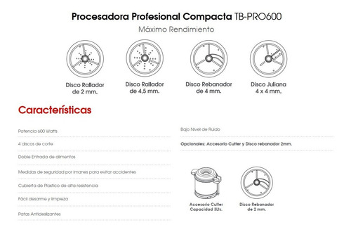 Imagen 2 de 2 de Procesadora Profecional Compacta Turboblender Tb-pro600
