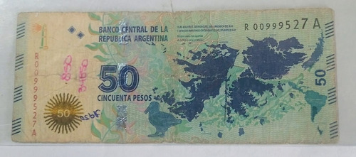 Billete Argentina 50 Pesos Reposicion B.4203 Fine (Usado)
