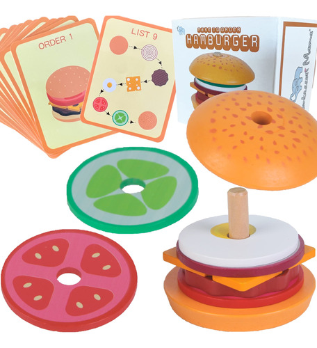 Montessori Mama Juguete De Hamburguesa Apilable, Crea Un Api