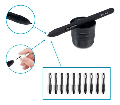 Puntas De Reemplazo Para Lapiz Tableta Digitalizadora Ac04-b Color Negro