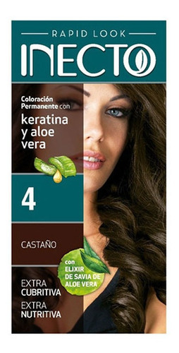  Inecto Kit Coloración Permanente Con Keratina Y Aloe Vera Tono 4 Castaño