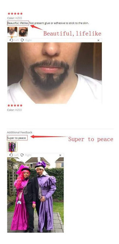 Barba Y Bigote Negro De Cabello Humano Para Disfraz