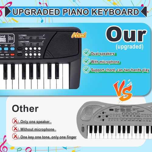 Teclado De Piano Mejorado Para Niños, 37 Teclas Con