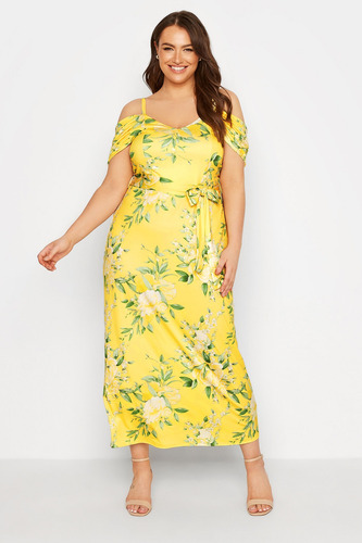 Faldas Largas Elegantes De Cuello Redondo Floral Talla Grand