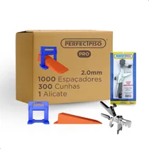 Comprar Kit 1000 Clips Nivelador Espaçador Pró 2mm + 1 Alicate Tracionador De Cunhas + 300 Cunhas Pró Perfect Piso - Ferramenta Nivela Porcelanato Azulejo E Cerâmica De Grandes Formatos - Para Piso E Parede