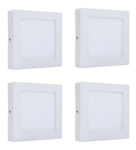 Pack 4 Plafon Foco Led Sobrepuesto Cuadrado 18w