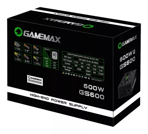 Fonte Gamemax GS600, 80 Plus