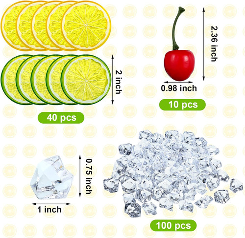 Juego De 130 Cubos De Hielo De Rodajas De Limón Falsos, Incl
