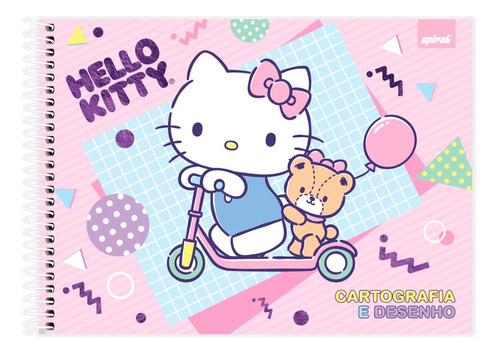 Caderno De Desenho Hello Kitty Cartografia 80f Capa Dura