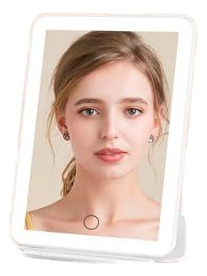 Espejo De Maquillaje De Lámpara Tricolor Plegable: Blanco