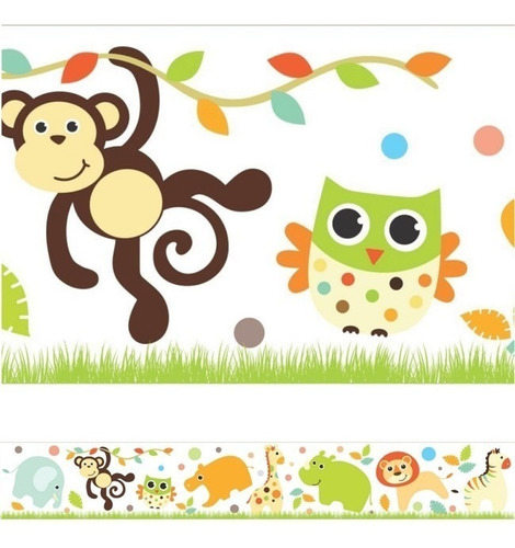 Faixa Decorativa Papel De Parede Infantil Bebê Safari N2715