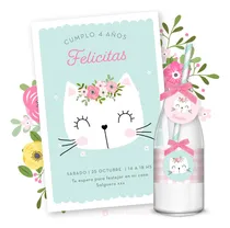 Comprar Kit Imprimible Gatita Pastel Cumpleaños Invitación 02