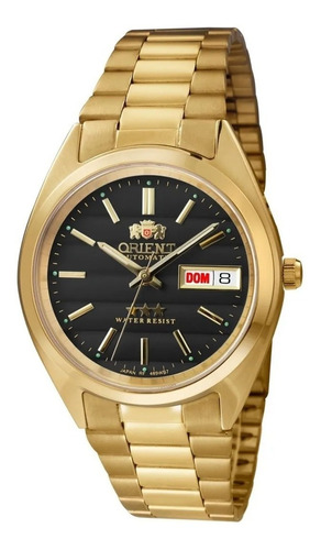 Relógio Orient Masculino Dourado Automático 3 Estrelas 469wc Cor do fundo Preto