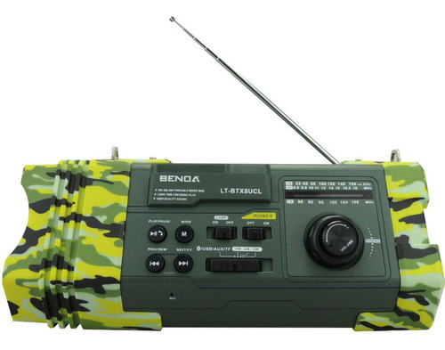 Rádio Portátil Com Lanterna Am Fm Usb Sw 220v Bluetooth Cor Verde / Preto