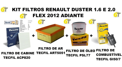 Kit Filtros Renault Duster 1.6 E 2.0 Flex 2012 Adiante