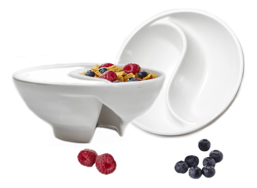 Tazon De Cereales Never Soggy White X2. Dividido. Cuenco De