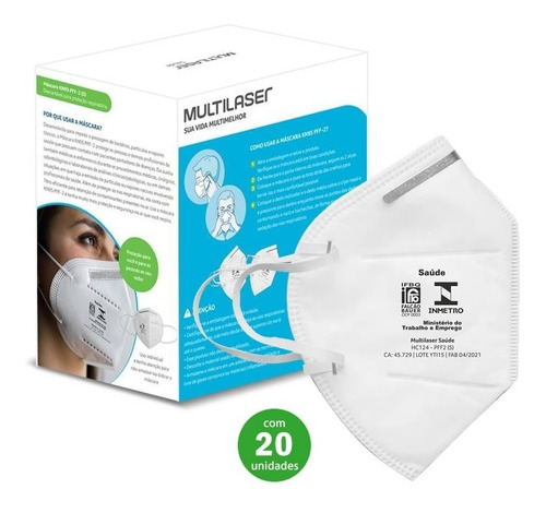 Kit 20 Máscara Kn95 Pff2 Inmetro Proteção Respiratória Hc124