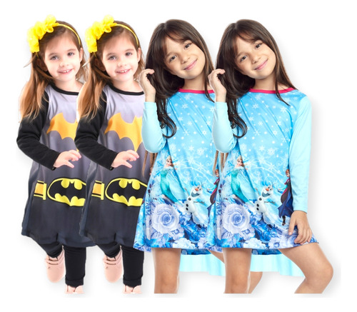 Kit 4 Vestido Com Capa Helanca Tecido Qualidade Premium