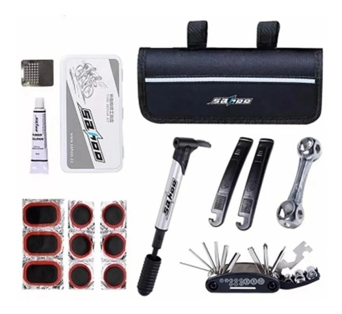 Kit Reparacion Bicleta Parche Solución Llaves Y Estuche