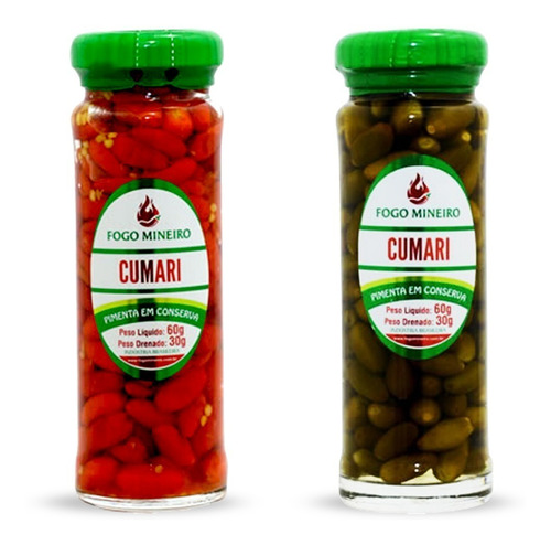 Kit 02 Pimenta Cumari Verde E Vermelha Em Conserva 60g