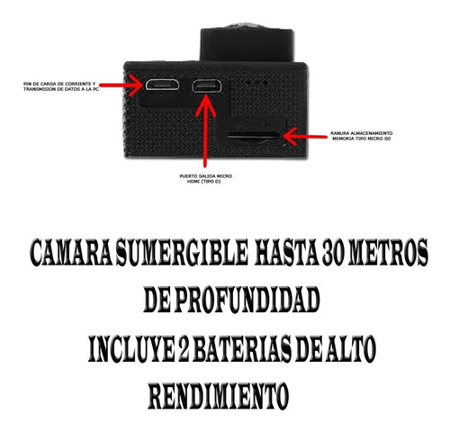 Imagen 3 de 10 de Camara Sumergible V3 Deporte 30m 4k Full Hd Similiar Go Pro