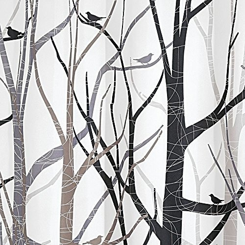Cortina Para Ducha Interdesign Forest Fabric, 72 X 72, Negro