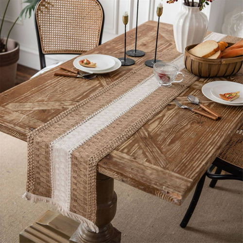 Mantel De Mesa Bohemio Y Rústico Con Flecos Para