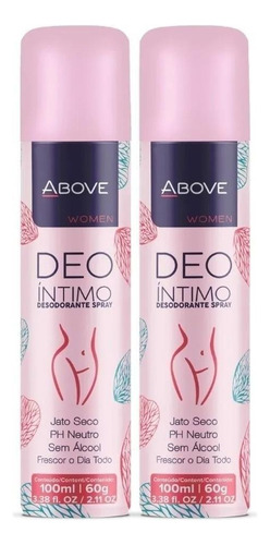 Kit 2 Desodorantes Íntimo Feminino Spray Above Sem Alcool