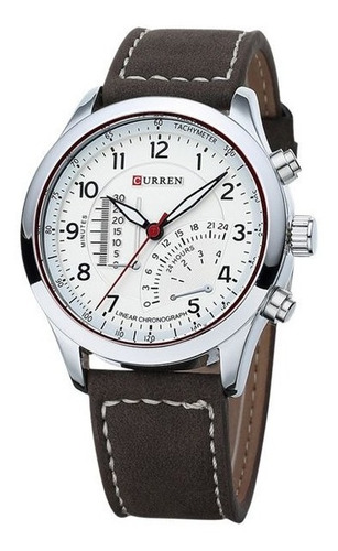 Relógio Masculino Sport Curren Pulseira Couro Marrom 8152