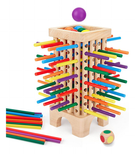 Juego Montessori Juego De Mesa De Madera, 42 Palos De Madera