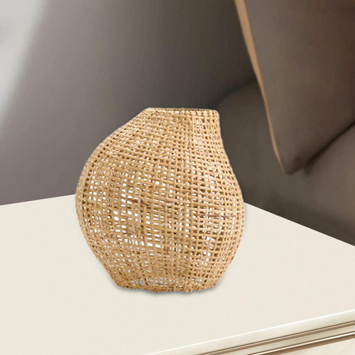 Abajur De Mesa De Bambu Tecido À Mão, Não Inclui S