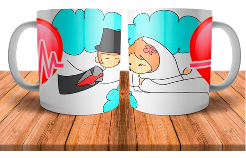 Tazas Cerámica Recien Casados Día Enamorado Amor Pareja