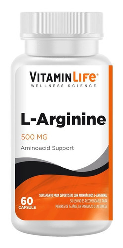 L-arginina Aumenta Libido Vitaminlife (500mg/60 Cápsulas) 