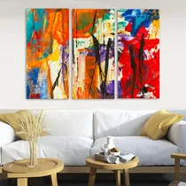 Comprar Set Cuadros Tripticos Modernos 60x90 Abstracto Madera M6