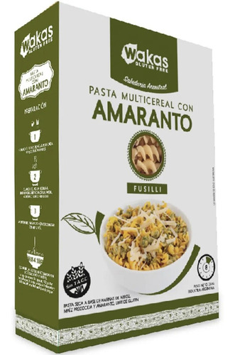 Imagen 1 de 9 de Pasta Fusilli Multicereal Con Amaranto Wakas Fideos Proteico