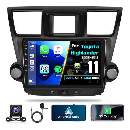 08 - 13 Toyota Highlander Radio Roinvou Android 11 Car Ester