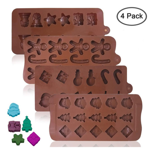 Moldes De Silicona Para Dulces De Chocolate, 4 Paquetes De M