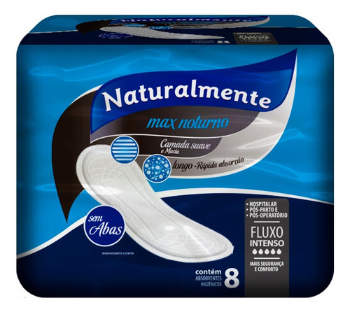 Absorvente Naturalmente Max Noturno Sem Abas 8 Un