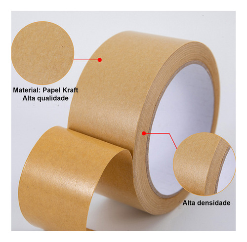 Fita Kraft Adesiva 50mx50mm Kit 5uni Embalagem Caixa Larga