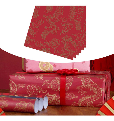 6 Uds Papel De Regalo De Año Nuevo Chino Papel De Regalo