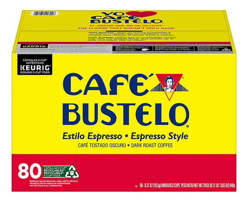 Cafe Capsulas Keurig Bustelo, Estilo Espresso 80 Capsulas