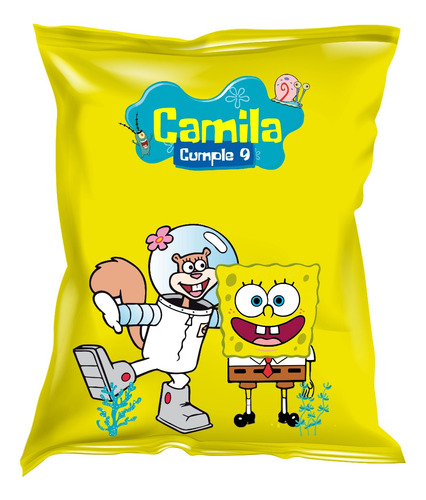 Bolsa Chip Bag Imprimble Arenita Bob Esponja. Texto Editable