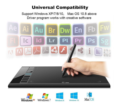 Ugee M708 Tableta Gráfica, 10 X 6 Pulgadas Grande Del Área A