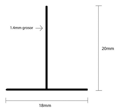 Imagen 2 de 3 de Perfil T 18x19mm Cubrecanto Rígido Pvc